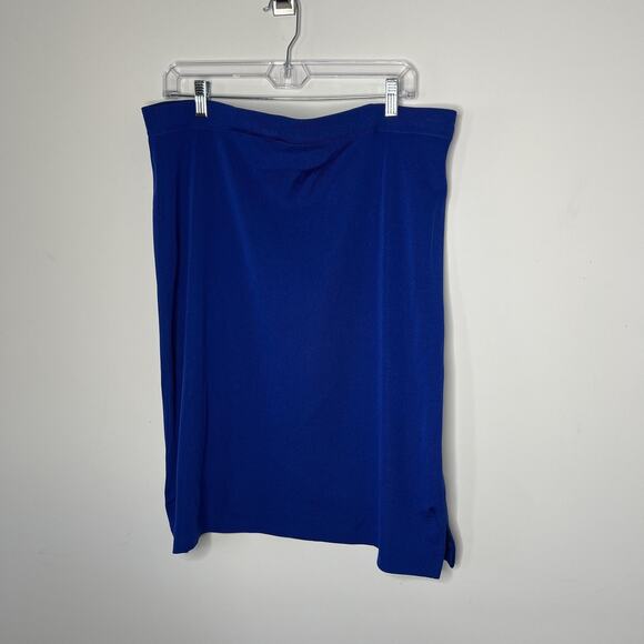 Exclusively Misook Skirt Womens 1X Blue Knit Pull On Elastic Waist Side Slit - Picture 1 of 8